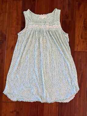 Eileen West Nightgown Size S Cotton Floral Lace Ruffle Sleeveless Cottagecore